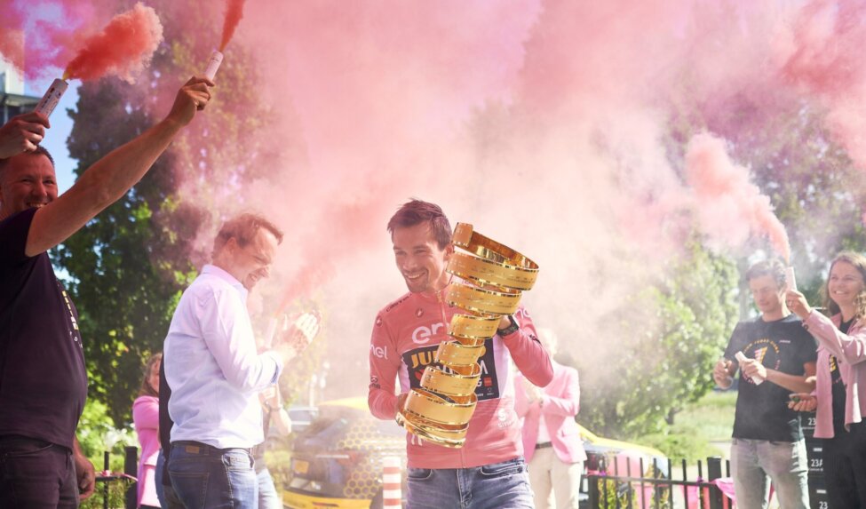 In photos: festive welcome after Giro win for Roglic
